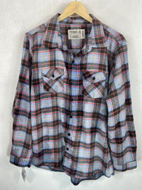 Vintage Retro Light Blue, Red and Black Flannel Size Medium