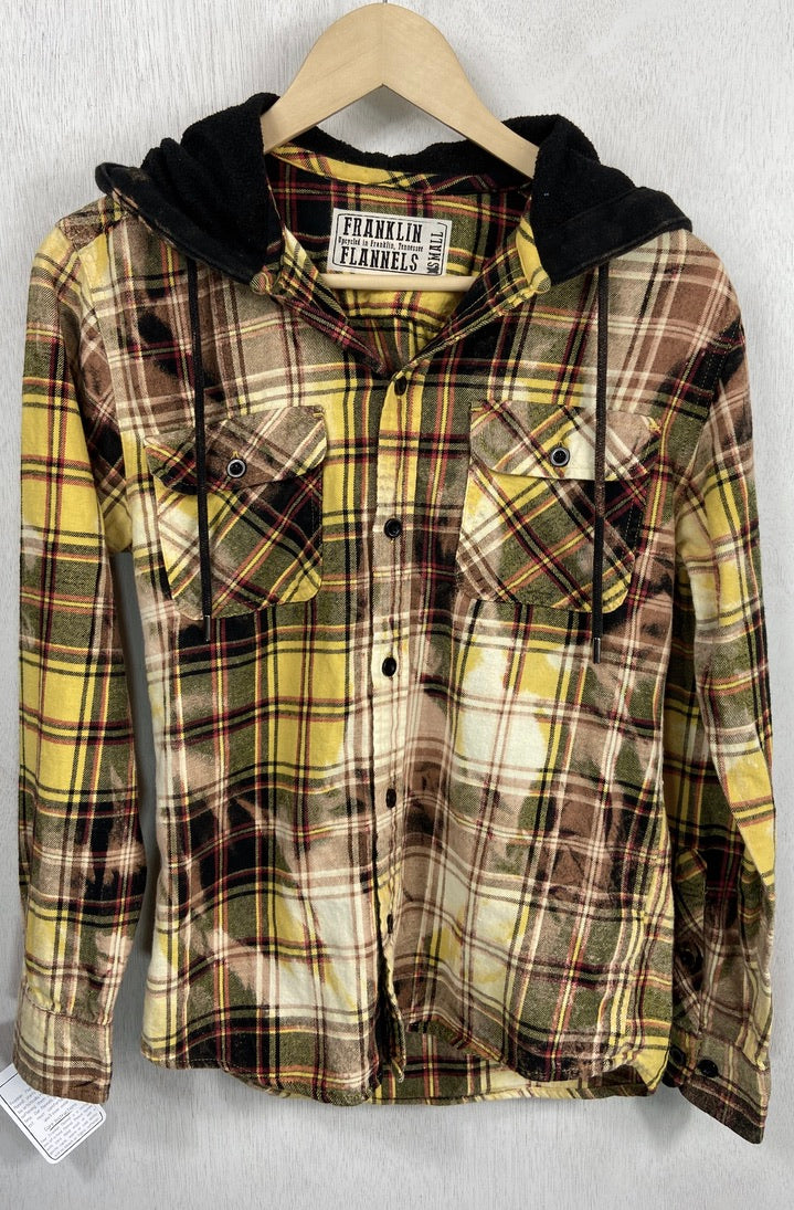 Vintage Yellow, Red and Black Flannel Hoodie Size XS