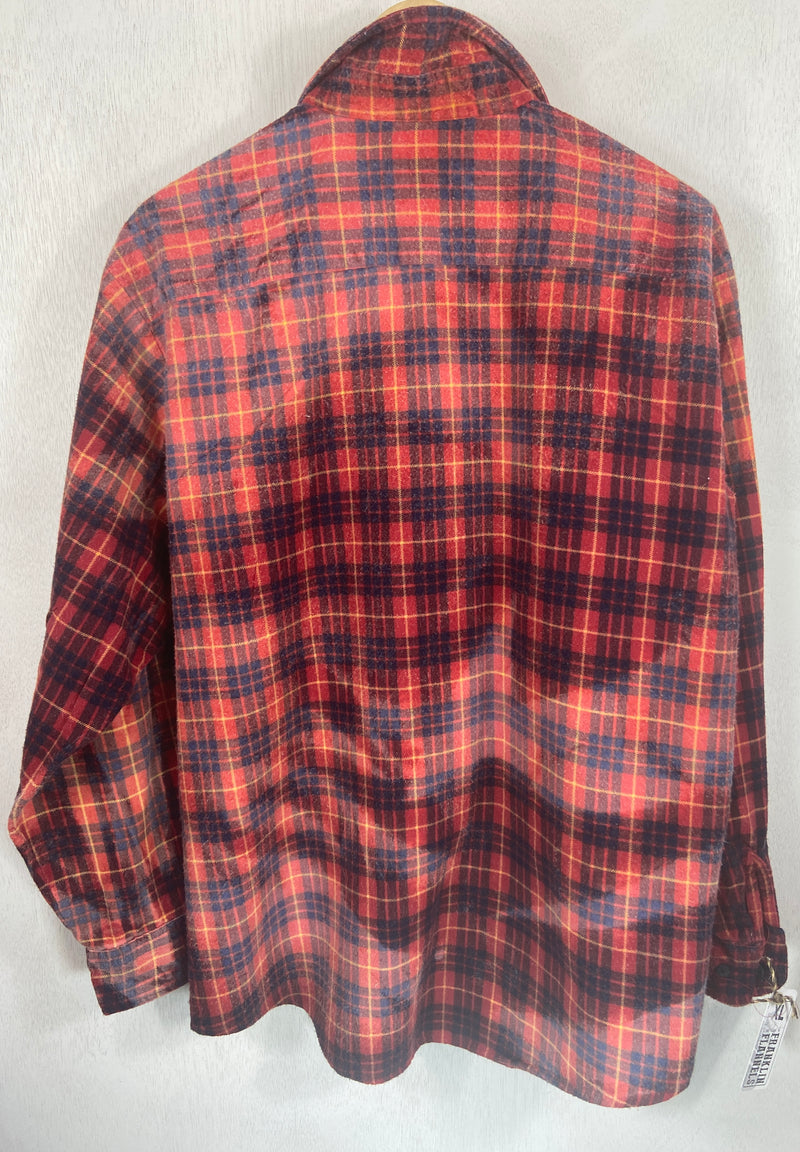 Vintage Red, Navy Blue and Yellow Flannel Size XL