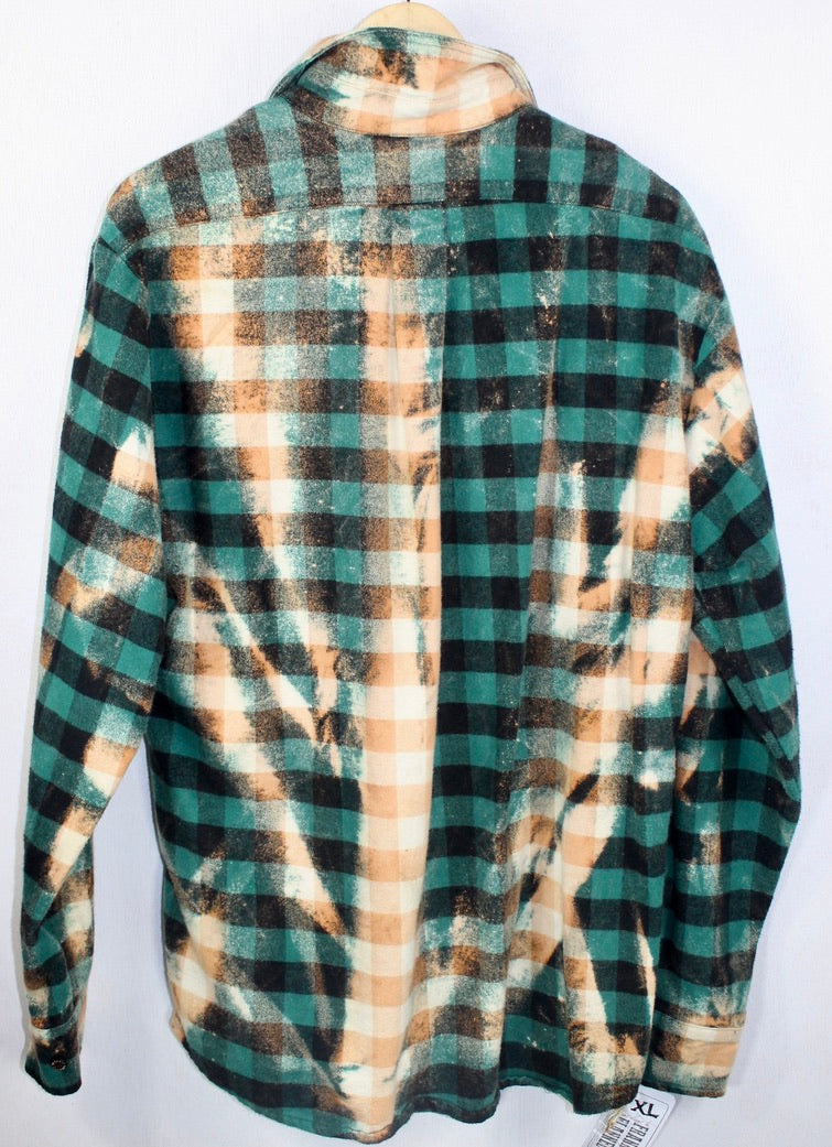 Vintage Emerald Green, Black and Rust Flannel Size XL