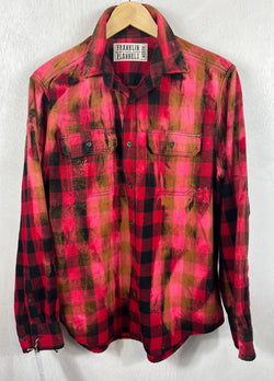 Vintage Red, Black, Pink and Rust Buffalo Check Flannel Size Medium