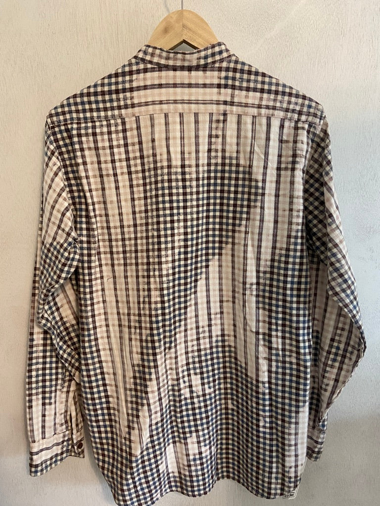 Vintage Teal, Cream, Grey and Red Flannel Size Medium