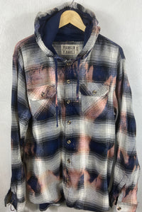 Vintage Navy Blue, Pink, Grey and White Flannel Hoodie