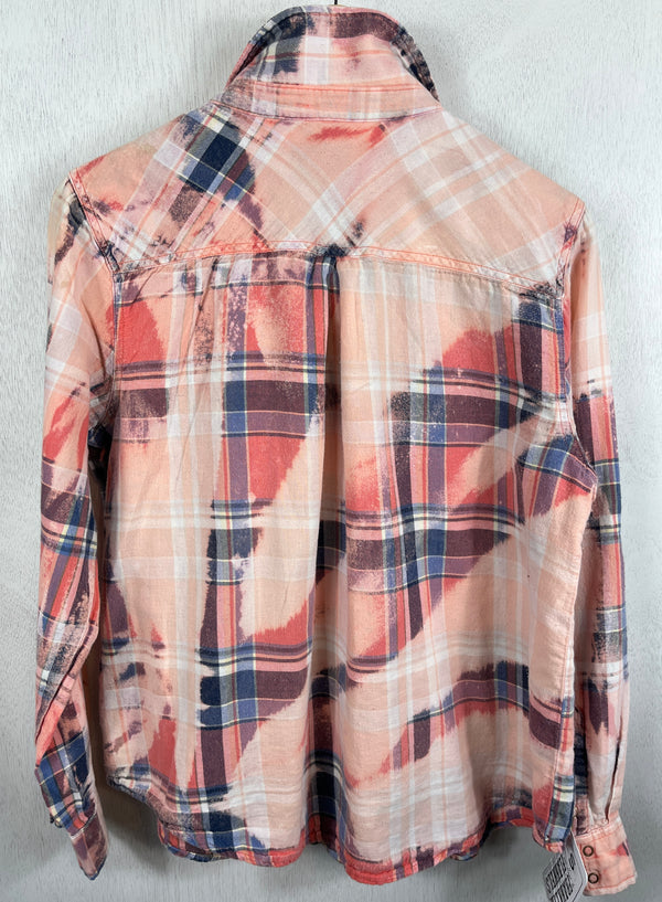 Vintage Western Style Orange, Peach, Blue and White Cotton Size Small