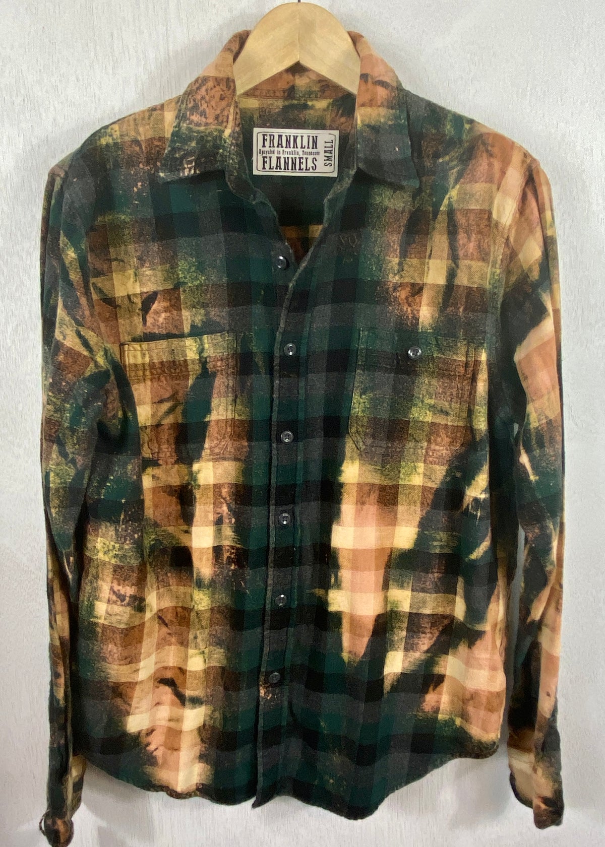 Vintage Green, Rust and Gold Flannel Size Small