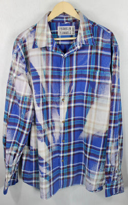 Vintage Royal Blue, Purple and Cream Flannel Size XL