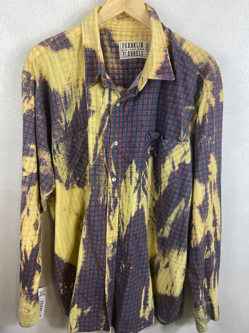 Vintage Western Style Navy, Red and Yellow Flannel Size XL