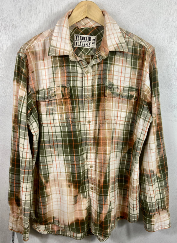 Vintage Green, Orange and Cream Flannel Size Large