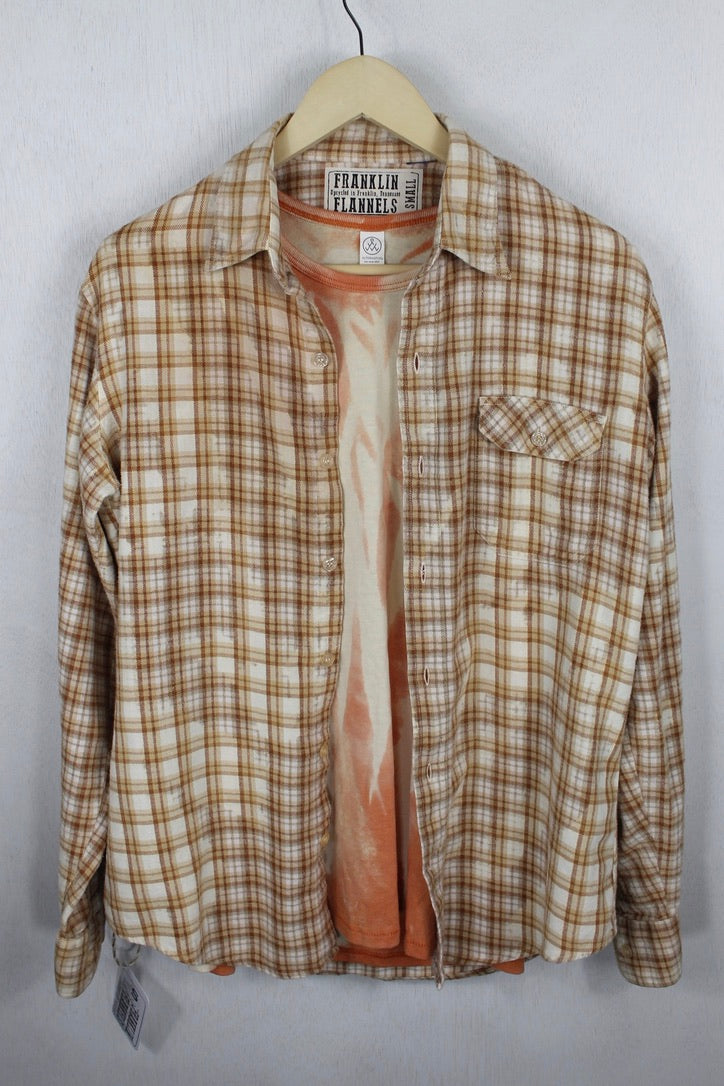 Vintage Carmel, White and Beige Flannel Size Small