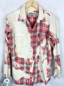 Vintage Cream and Light Red Flannel Size XS