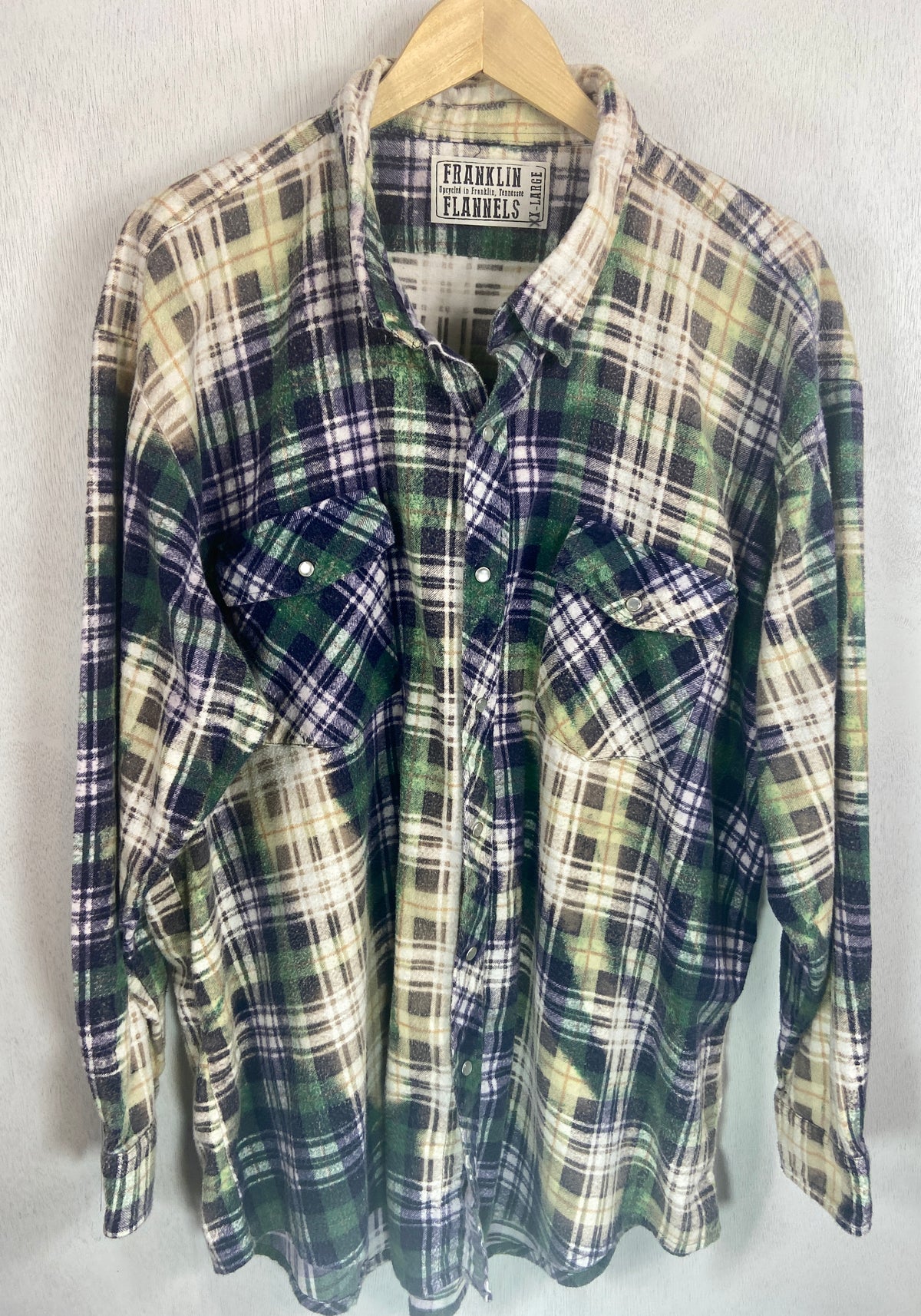 Vintage Western Style Green, Navy and Cream Flannel Size XXL