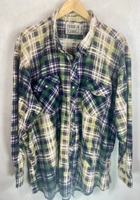 Vintage Western Style Green, Navy and Cream Flannel Size XXL
