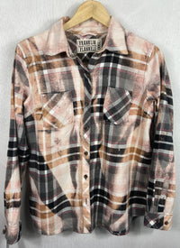 Vintage Grey, Black and Pink Flannel Size Small