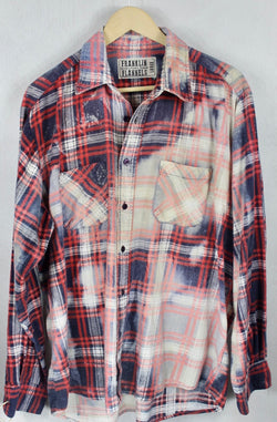 Vintage Red, Navy Blue and Cream Flannel Size Large