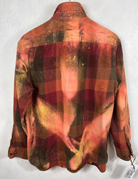 Vintage Merlot, Rust, Green and Gold Flannel Size Large