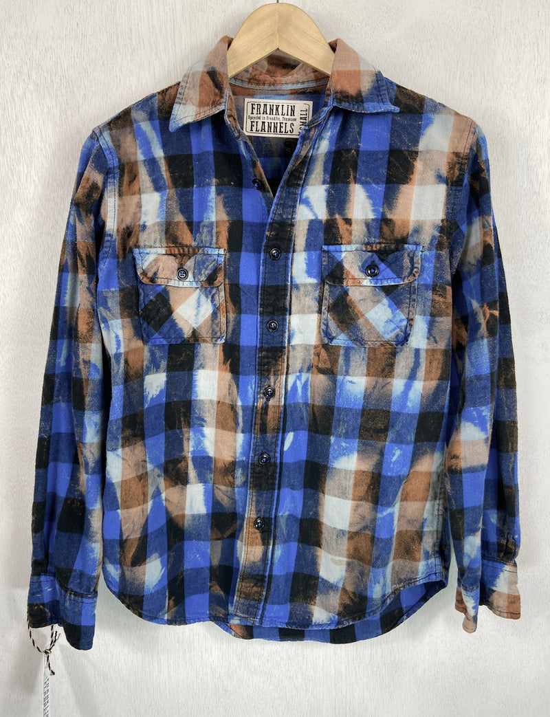 Vintage Royal Blue, Black and Rust Flannel Size XS