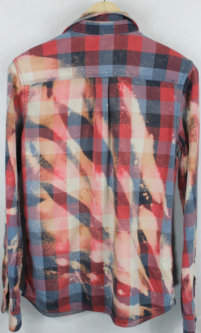 Vintage Denim Blue, Red and Pink Flannel Size Small