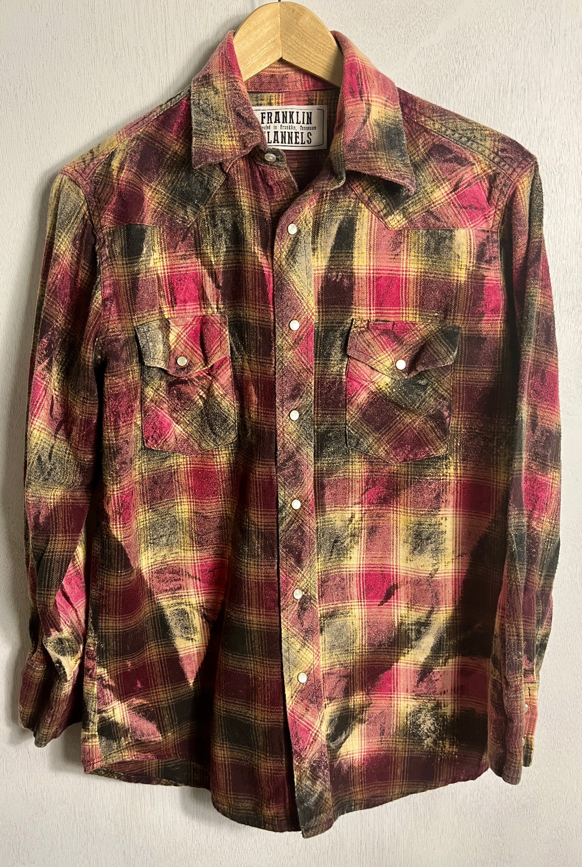 Vintage Western Style Plum, Pink and Mustard Flannel Size Medium