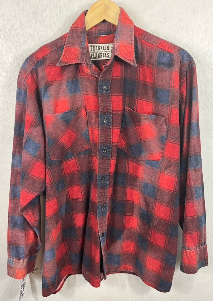 Vintage Retro Red and Navy Blue Flannel Size Large