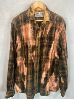 Vintage Brown, Black Rust and Pink Flannel Size Large