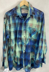 Vintage Royal Blue, Turquoise and Black Flannel Size XL