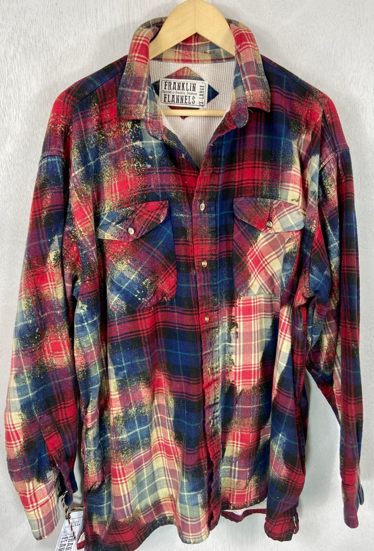 Vintage Red, Navy Blue and Black Flannel Jacket Size XXL