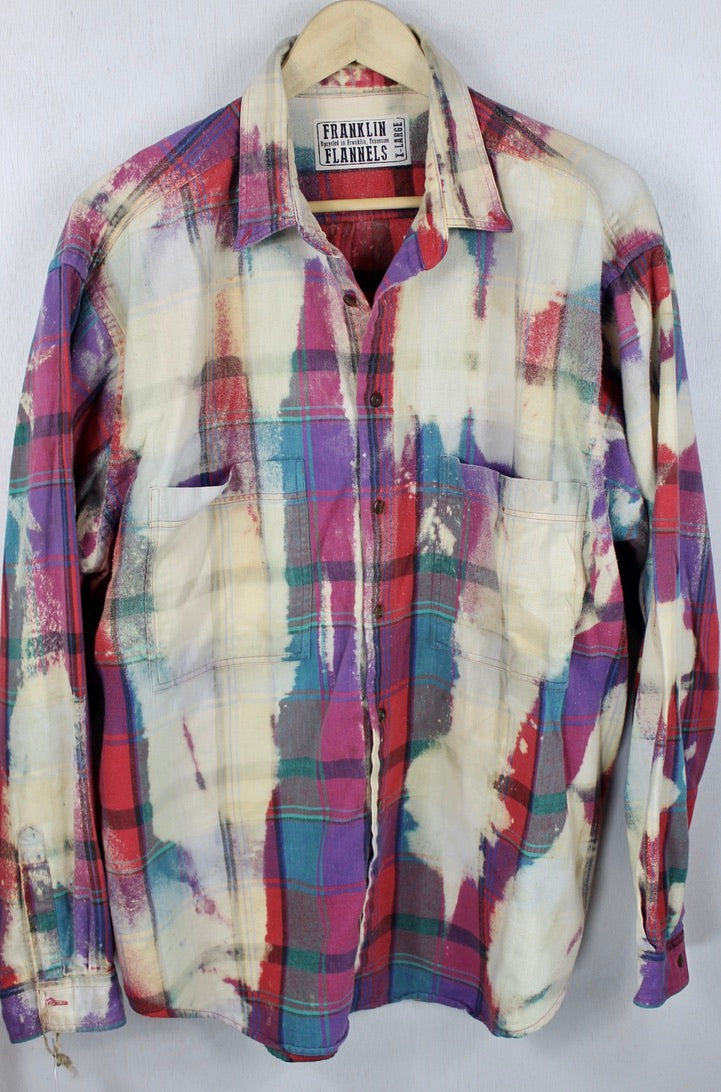 Vintage Teal, Purple, Cream and Red Flannel Size XL