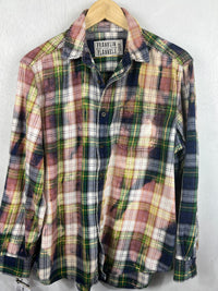 Vintage Green, Lavender, Yellow and White Flannel Size Large