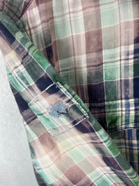 Vintage Navy Blue, Green and Pale Pink Flannel Size Large