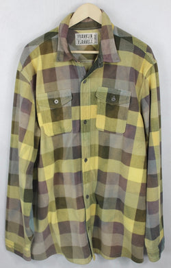 Vintage Yellow, Brown and Taupe Flannel Size XL