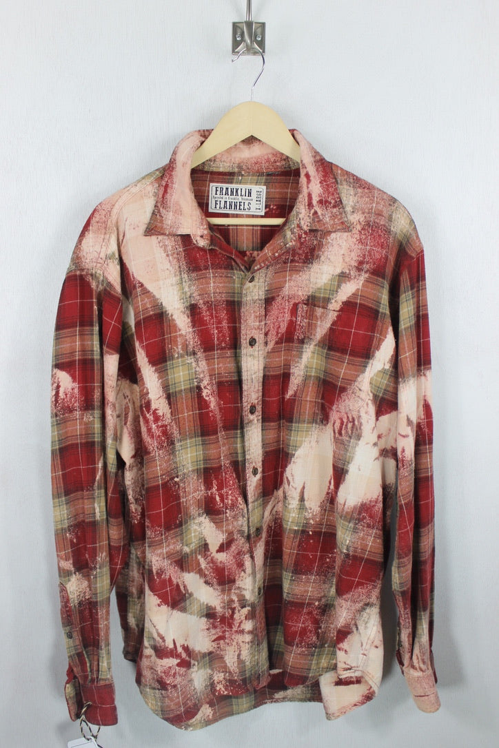 Vintage Brick Red, Army Green and Cream Flannel Size XL