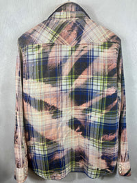 Vintage Western Style Blue, PInk and Green Flannel Size Large