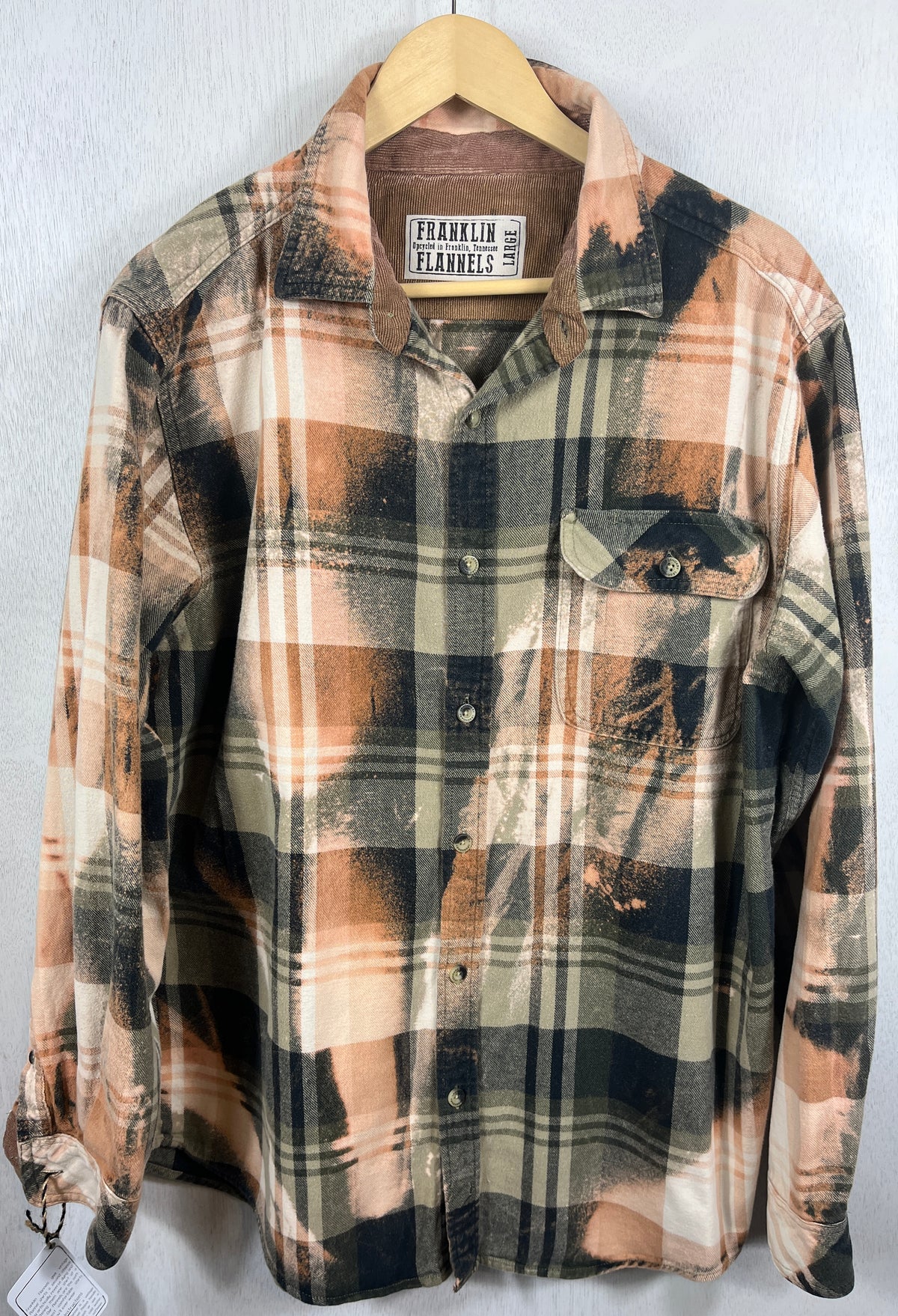 Vintage Sage, Rust, Black and Cream Flannel Size Large