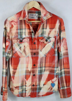 Vintage Red, Cream and Light Blue Flannel Size Small