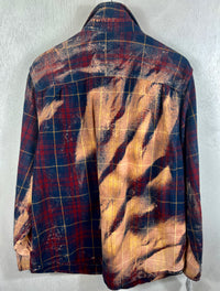 Vintage Navy Blue, Burgundy and Gold Flannel Size Large