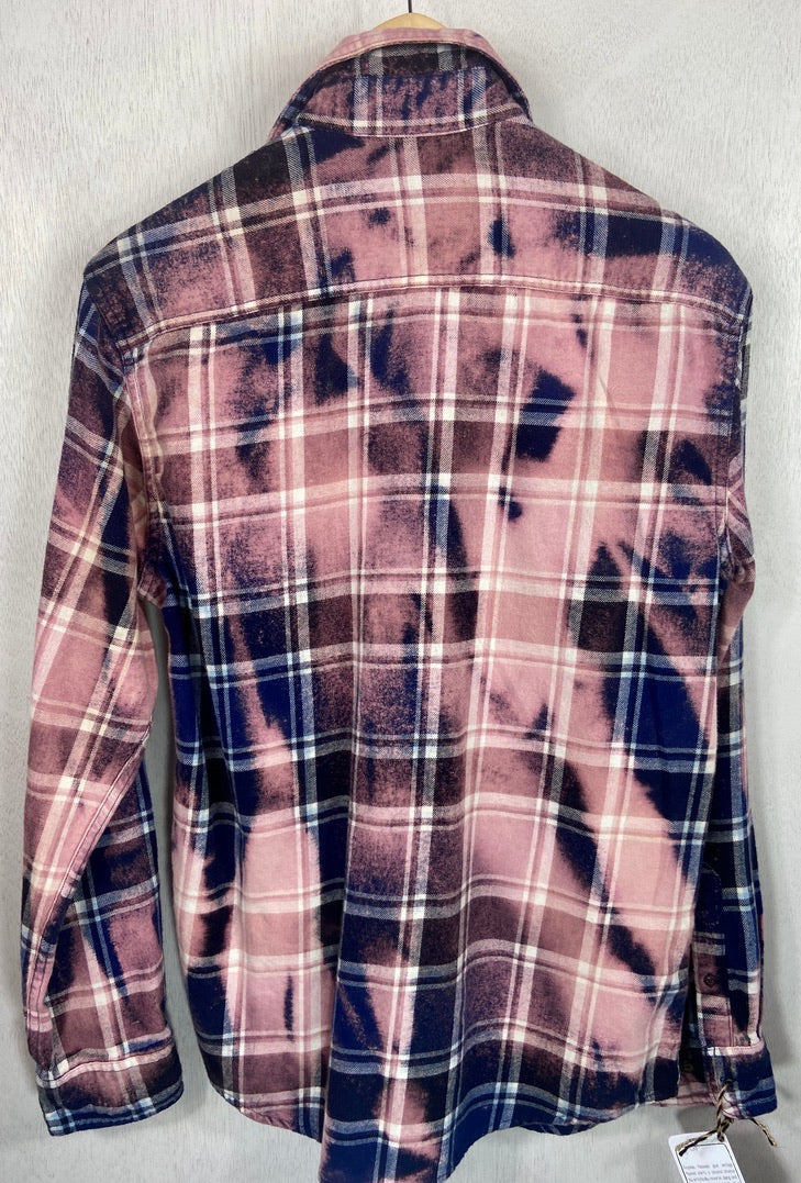 Vintage Blue, Pink and White Flannel Size Small