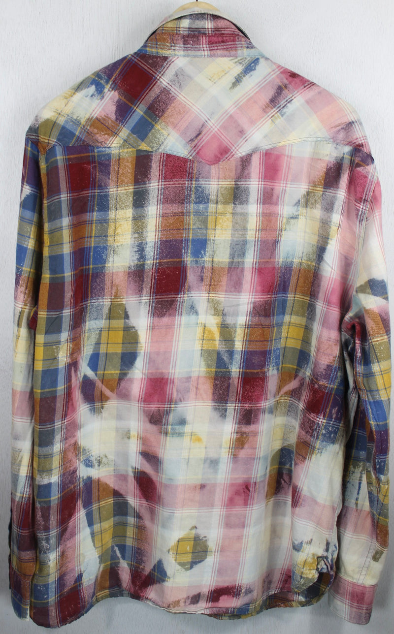 Vintage Western Style Pink, Blue and Cream Flannel Size XL