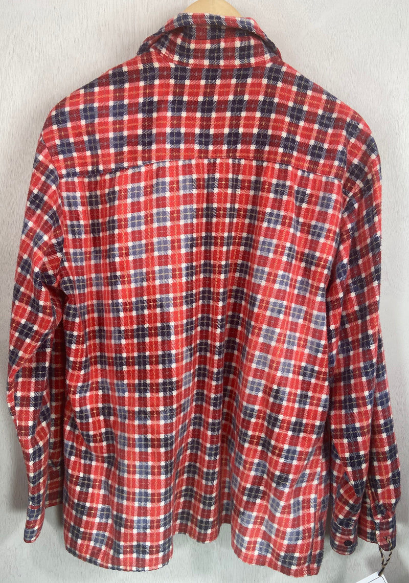 Vintage Retro Red, White and Blue Flannel Size Medium