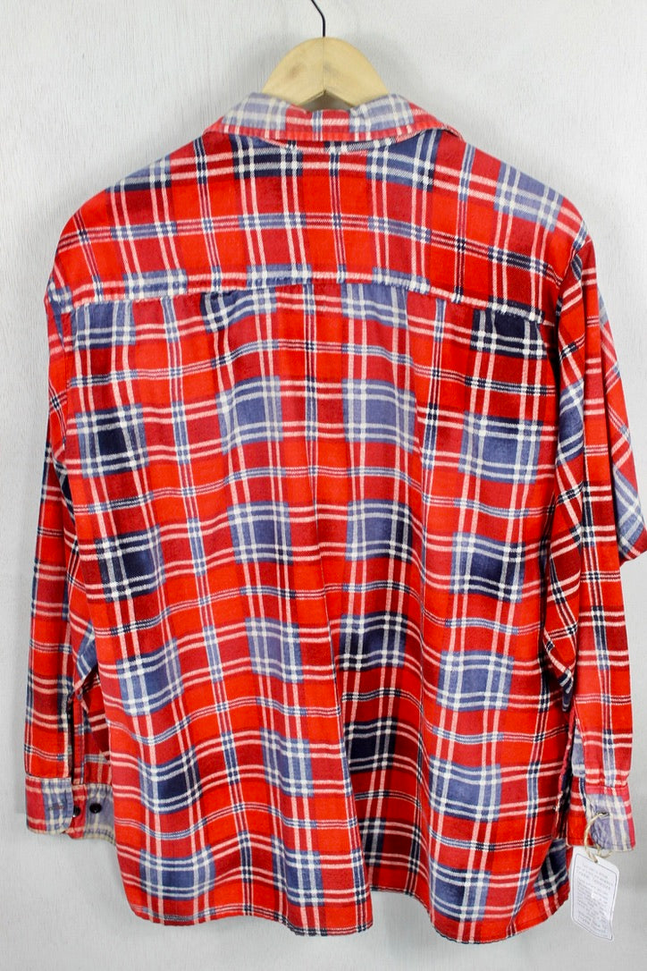 Vintage Retro Red, White and Blue Flannel Size Large