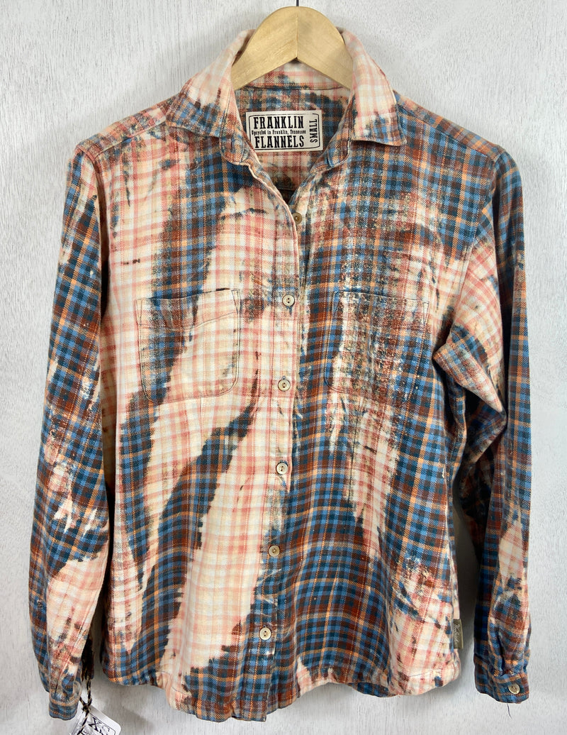 Vintage Blue, Rust and Peach Flannel Size XS