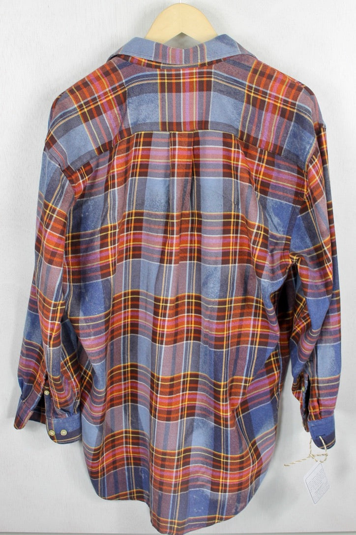 Vintage Denim Blue, Rust and Gold Flannel Size XL