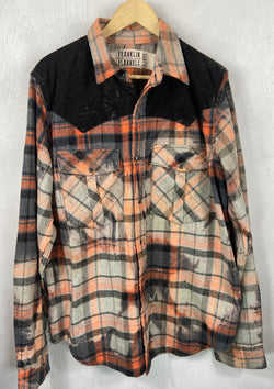 Vintage Western Style Black, Orange and Taupe Flannel Jacket Size XL
