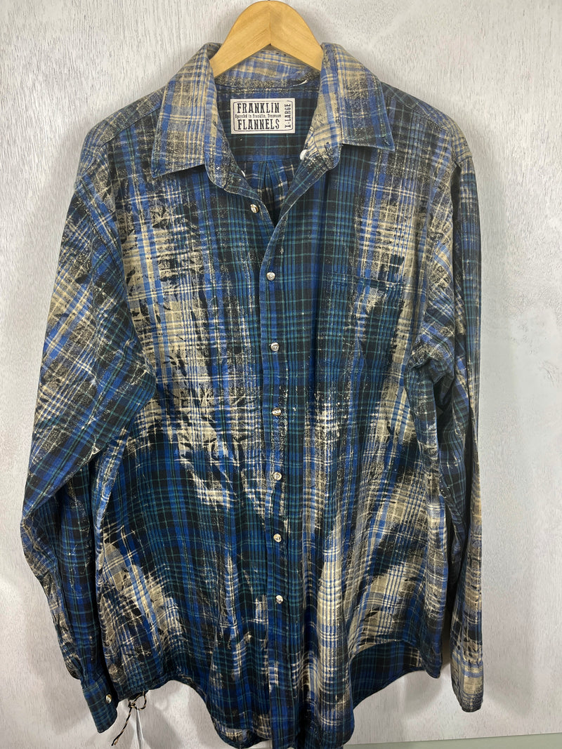 Vintage Navy Blue, Grey and Black Flannel Size XL Tall