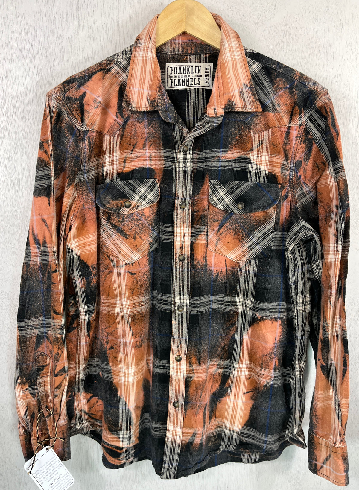 Vintage Western Style Black, Grey and Rust Flannel Size Medium