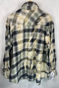 Vintage Western Style Black, Cream and Sage Flannel Size XXL