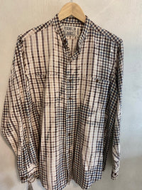 Vintage Teal, Cream, Grey and Red Flannel Size Medium