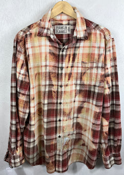 Vintage Brick Red, Gold and White Flannel Size Large