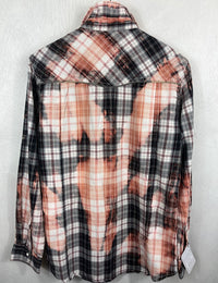 Vintage Western Style, Black, White and Peach Lightweight Cotton Size Medium