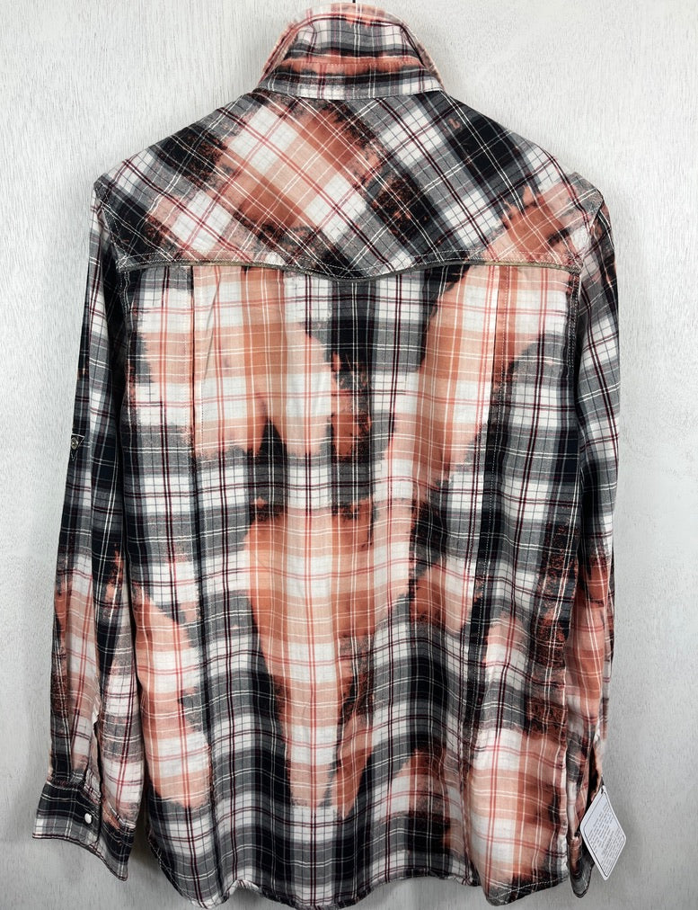 Vintage Western Style, Black, White and Peach Lightweight Cotton Size Medium