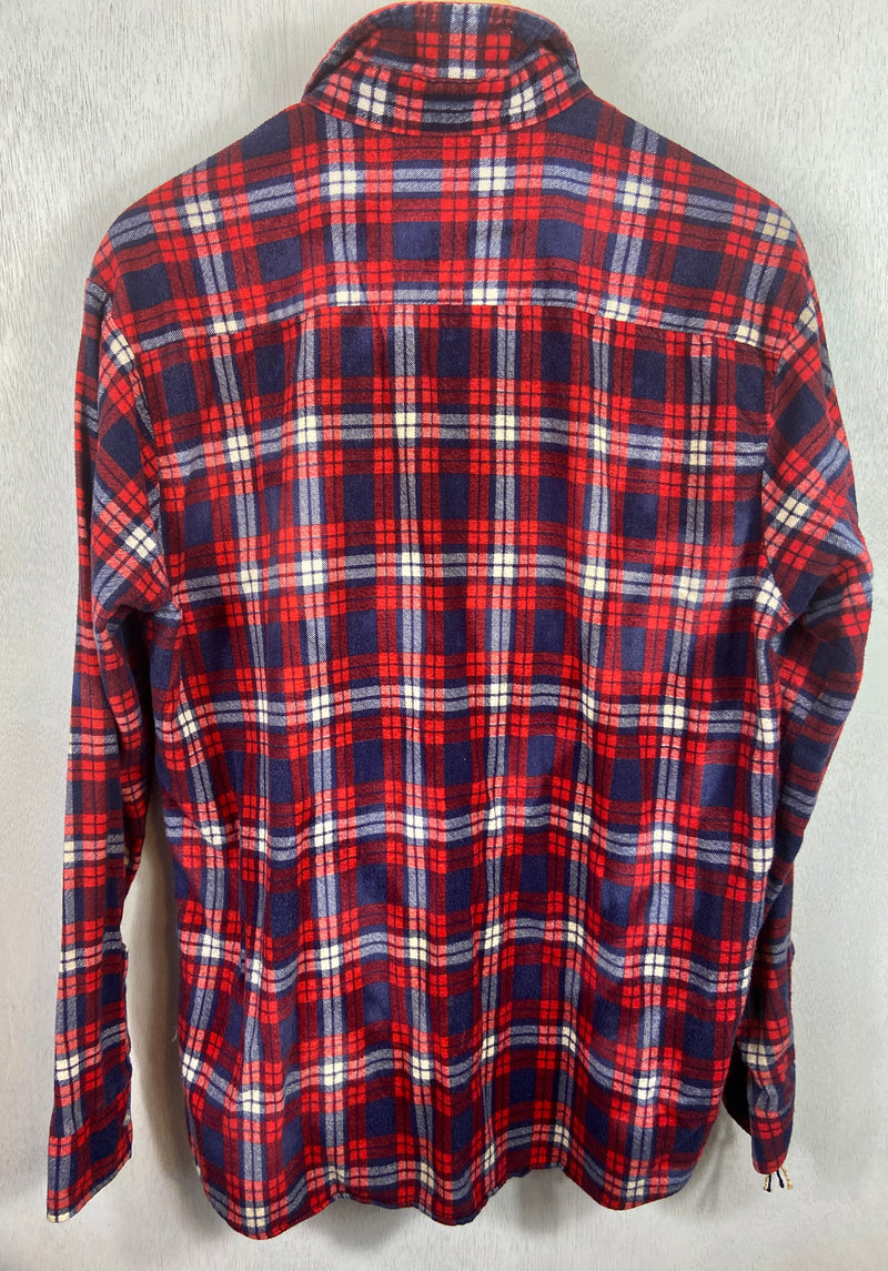Vintage Retro Red, White and Blue Flannel Size Large